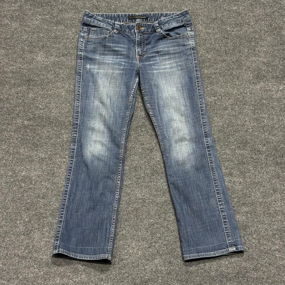 Calvin Klein Jeans Womens 30 Blue Denim Bootcut Stretch Distressed Pockets Y2K